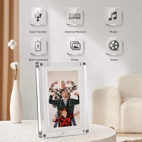 Acrylic Digital Memory Frame (USB Plug & Play + HD IPS Display)