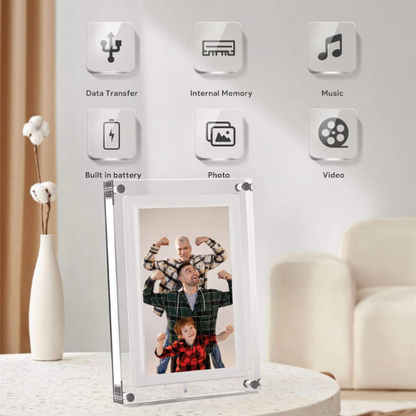 Acrylic Digital Memory Frame (USB Plug & Play + HD IPS Display)