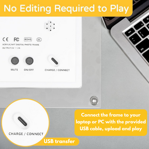 Acrylic Digital Memory Frame (USB Plug & Play + HD IPS Display)