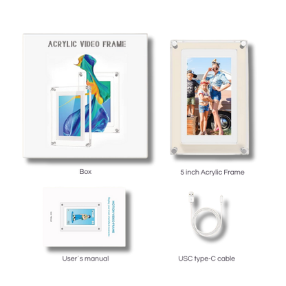 Acrylic Digital Memory Frame (USB Plug & Play + HD IPS Display)